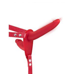 ARNÉS STRAP-ON DOBLE ROJO SILICONA VIBRADOR USB  155 CM"-FETISH TENTATION (Saint Sual) EAN: 3479222021808