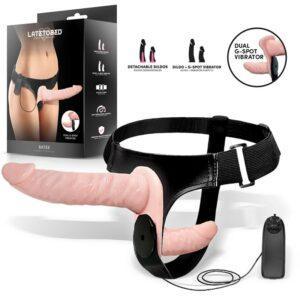 Batek Arnés con Dildo Doble Desmontable, Punto G y Vibración Control Remoto-HARNESS COLLECTION LATETOBED (LoveCherry) EAN: 8436583797426