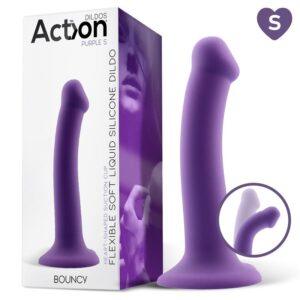 Bouncy Dildo Silicona Líquida Hiper Flexible 6.5 - 16.5 cm Talla S Púrpura-ACTION (LoveCherry) EAN: 8436583792179