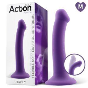 Bouncy Dildo Silicona Líquida Hiper Flexible 7 - 18 cm Talla M Púrpura-ACTION (LoveCherry) EAN: 8436583792186