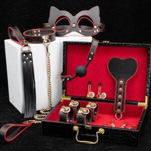 SM Bondage Set 8 Piezas Negro-Rojo-GENERIQUE (Fun Distri) EAN: 3662811343232