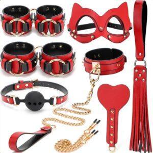 SM Bondage Set 8 Piezas Rojo-Negro-GENERIQUE (Fun Distri) EAN: 3662811343218