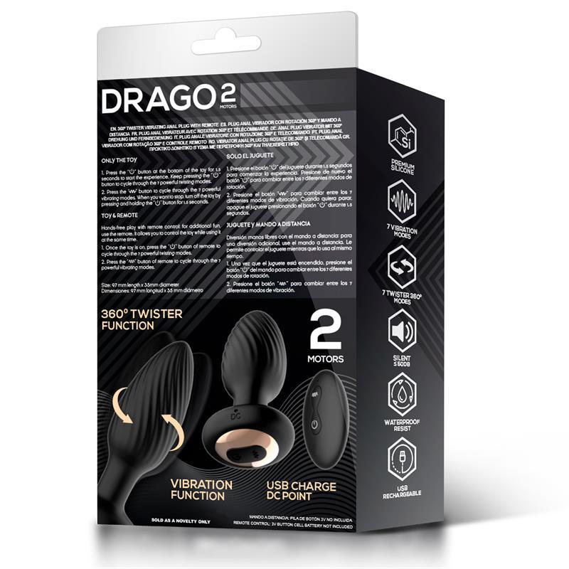 Drago Plug Anal Vibración, Movimiento Twister 360º y Control Remoto-INTOYOU (LoveCherry) EAN: 8436583795880 - Imagen 8