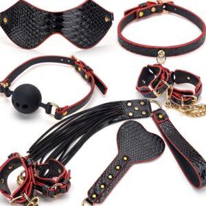 Kit de 7 piezas Bdsm Caimán Negro-Rojo-GENERIQUE (Fun Distri) EAN: 3662811331451