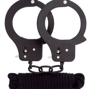 Juego de esposas de metal y cuerda 3M negro-BONDX (Fun Distri) EAN: 4892503600186