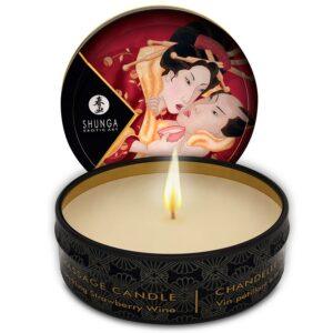 SHUNGA - MINI CARESS BY CANDELIGHT VELA MASAJE FRESAS Y CAVA 30 ML-SHUNGA CANDLES (Dreamlove) EAN: 697309046084