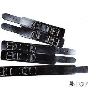 Kit de bondage Negro con costuras en rojo - tiras estrechas